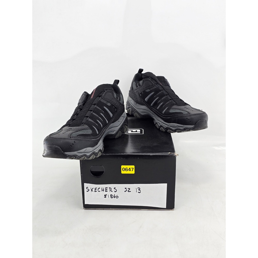 Skechers After Burn Mens 13 Black Charcoal Memory Foam 51866 - Excellent